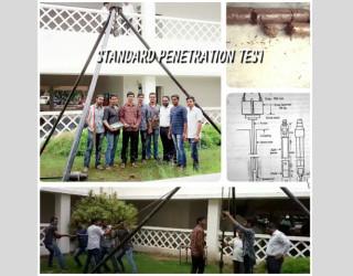 Standard penetration test conducted by BE Civil students. 